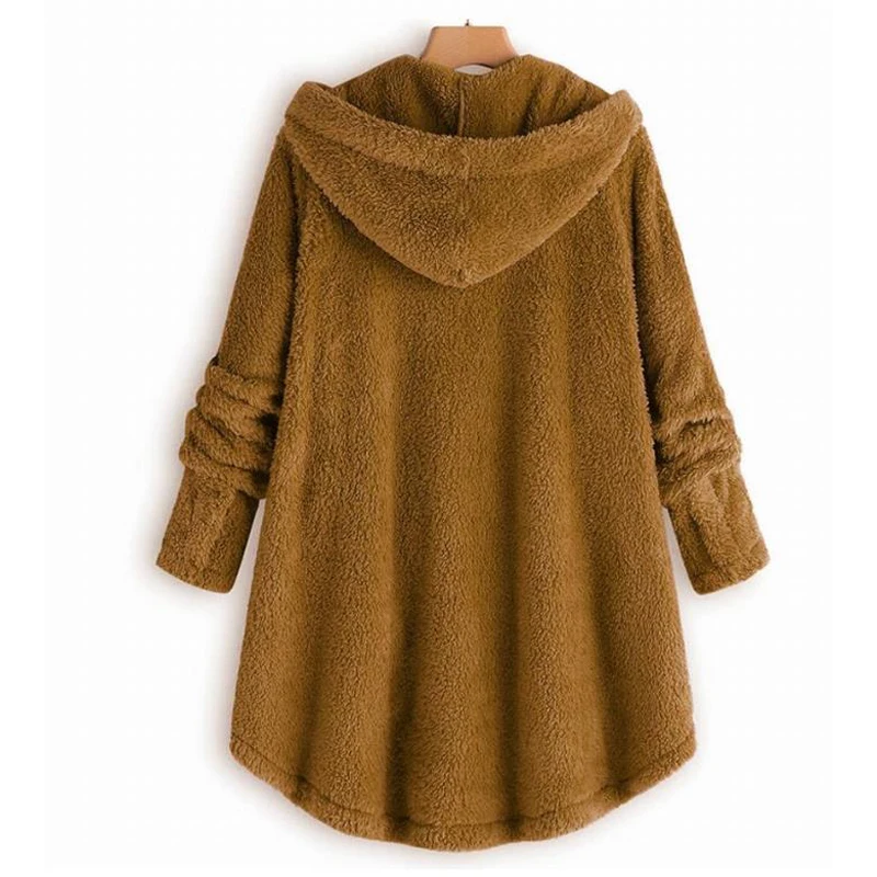 Женское пальто большого размера из искусственного меха длинное пушистое с