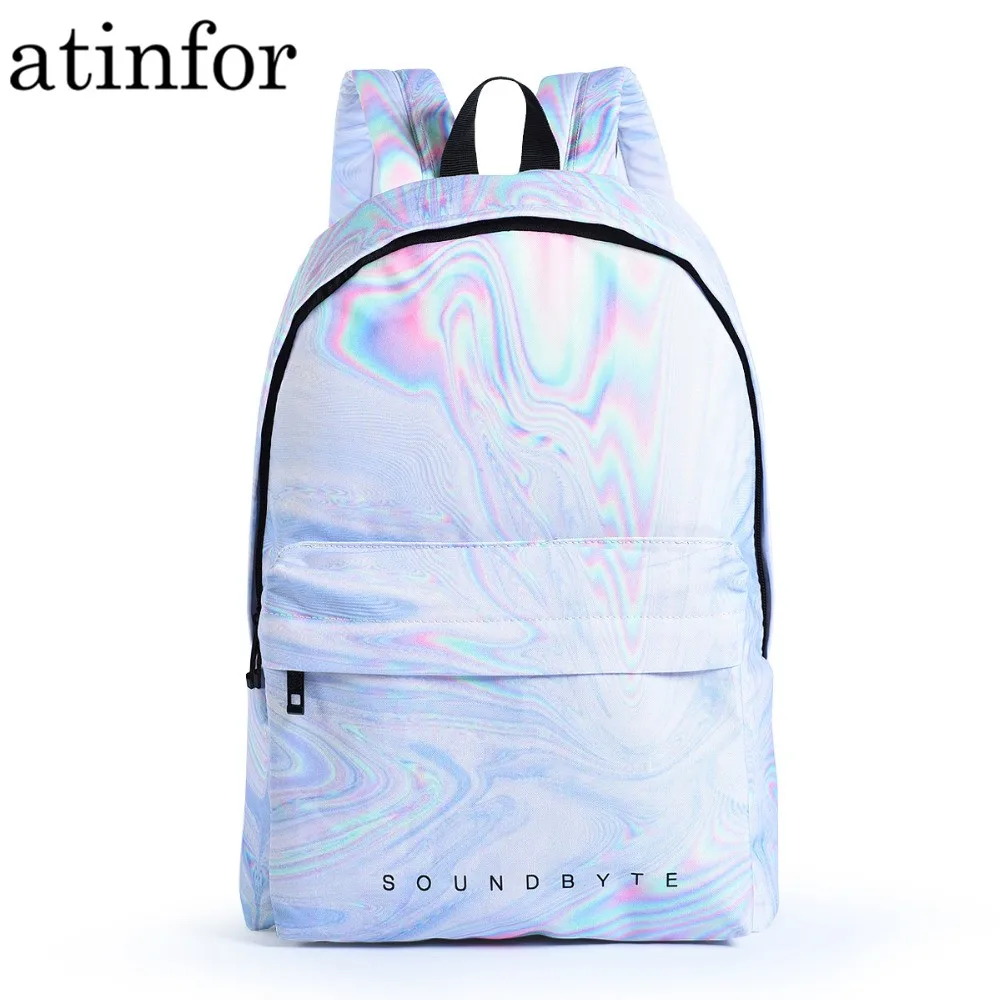 Голографическая рюкзак Для женщин Повседневное для путешествий Bagpack серебристый