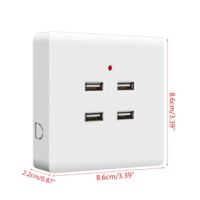 

2/4 Ports USB Mounting Wall Socket Charger Power Adapter Plug Outlet Grounded Electric Wall Charger Adapter Charging