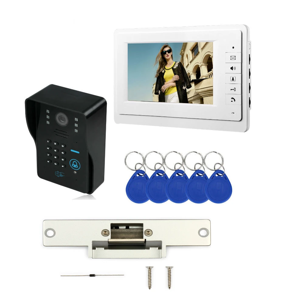 SmartYIBA 7 Inch Video Intercom IR Night Vision RFID Access Door Camera LED Monitor Doorbell Intercom Security Door Phone kits