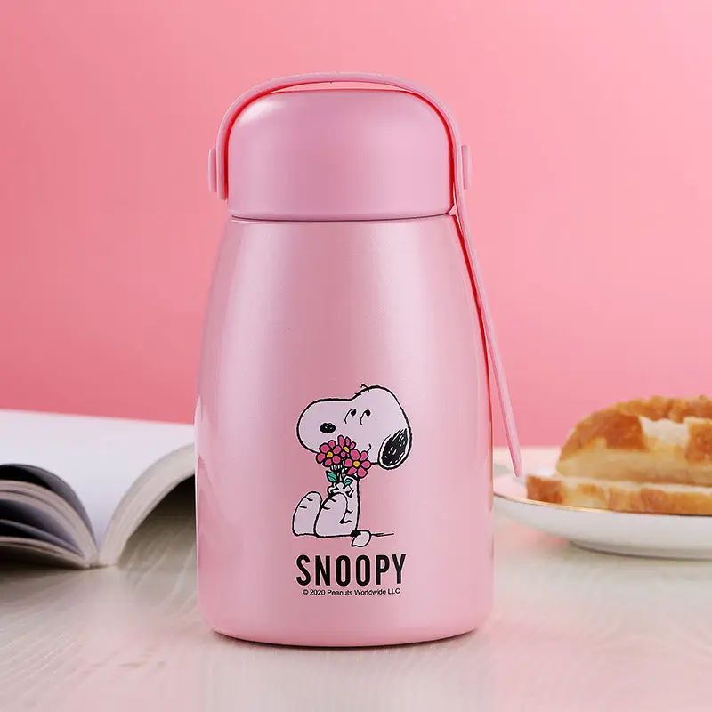 

Snoopy cute cartoon printing portable vacuum flask simple and creative 316 stainless steel children's water cup