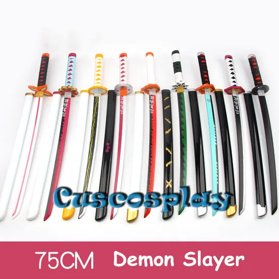 

Demon Slayer Cosplay Wooden Sword 75cm Short Style Devil's Blade Knife Weapon Samurai Sword Ninja Katana Prop Toys For Gifts