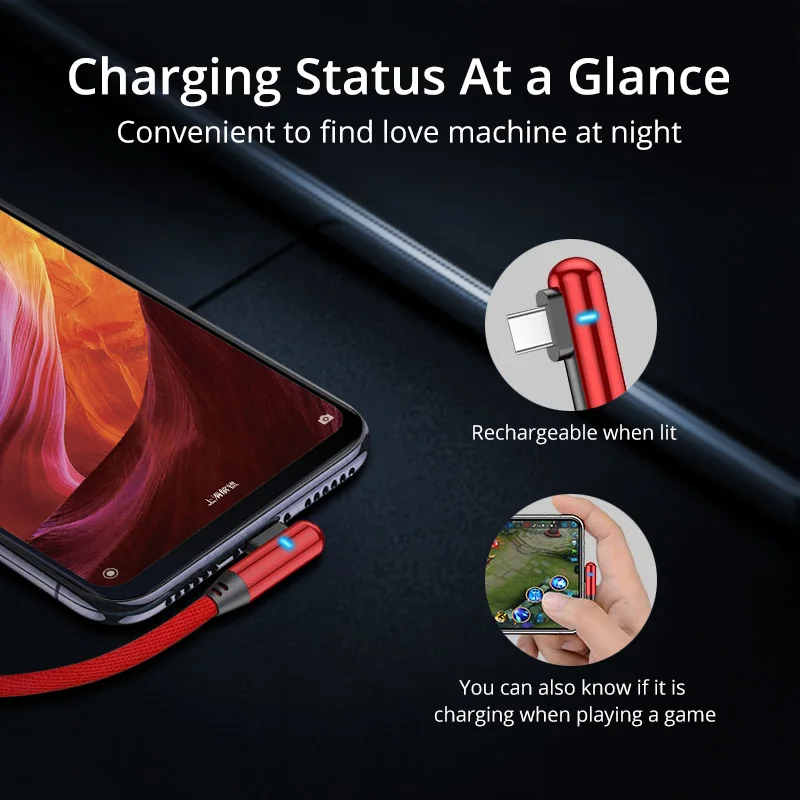 Кабель зарядный anmon Micro USB Type-C со светодиодной подсветкой кабель для быстрой
