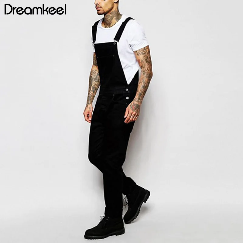 Мужские рваные джинсы модные комбинезоны 2019 уличные потертые черные джинсовые