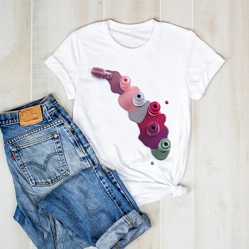 Футболка женская с принтом Повседневная рубашка цветным графом 3D рисунком