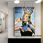 Kate Moss Bunny by Alec, монополия, поп-арт, холст в рулонах, HD печать, картина, домашний декор, настенное искусство, украшение большого размера