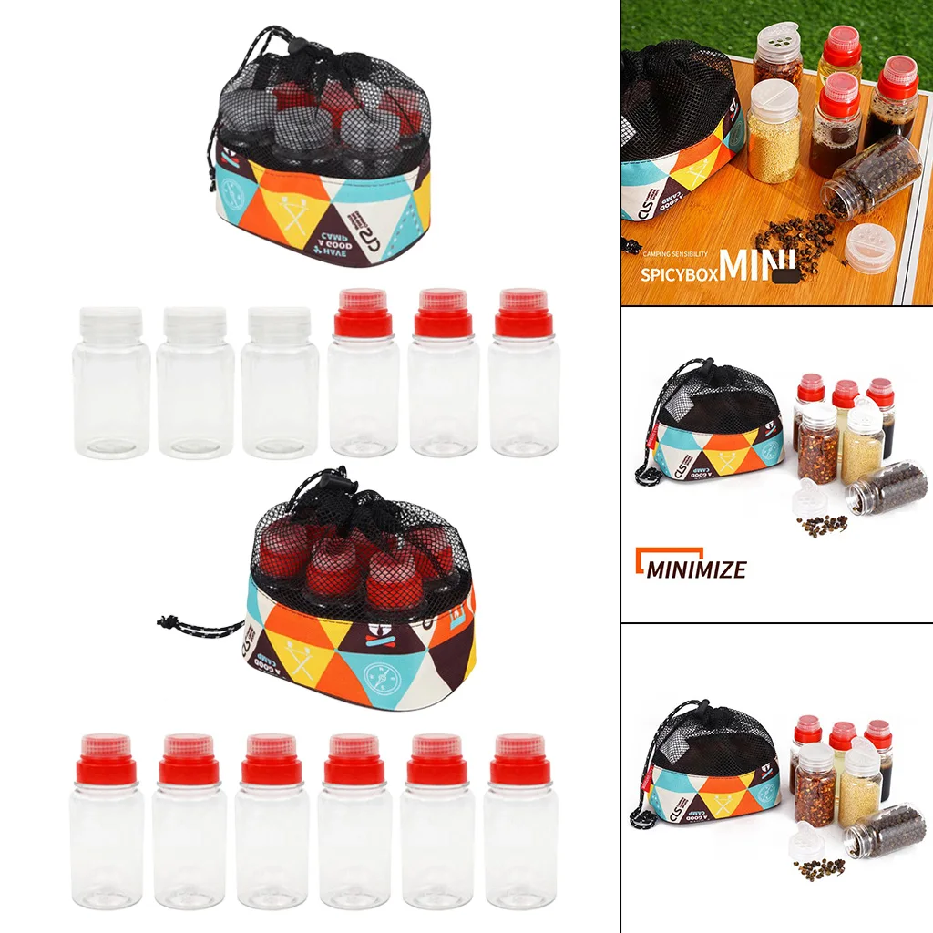 

6x Condiment Jar BBQ Bottle Pepper Salt Box Caster Indoor Liquid Accessories