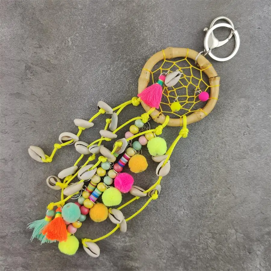 Белый помпон бамбуковая кисточка подвеска брелок в стиле бохо большие богемные