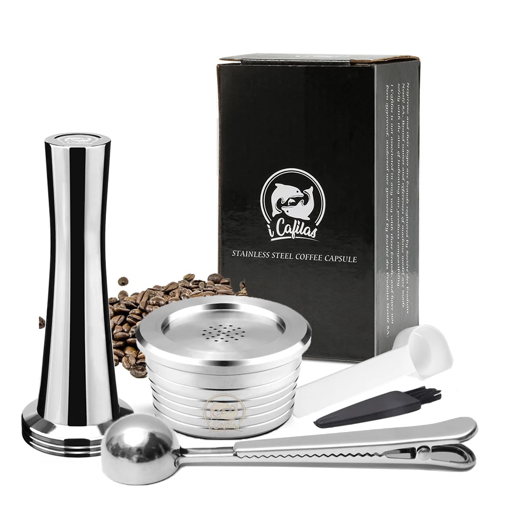 

icafilas Reusable Coffee Capsule for Delta Q NDIQ7323 Maker Reutilizavel Coffee Filter Stainless Steel Reusable Pod with Grinder