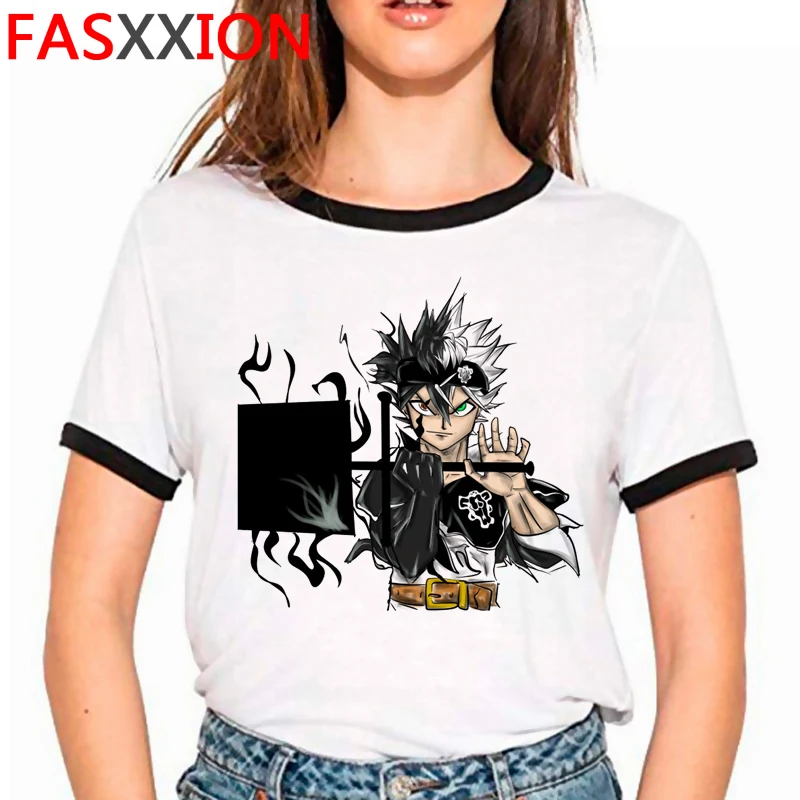 

Аста черный клевер Лето Топ футболки мужские куртки с капюшоном и принтом пары, Ретро стиль, белая футболка гранж футболка футболки harajuku kawaii