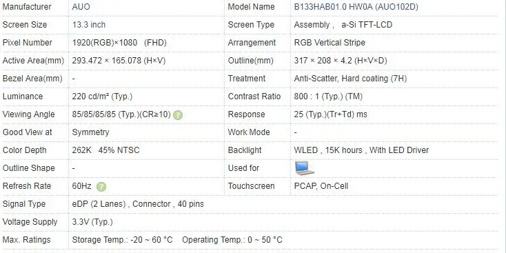 13,3 дюймов для Dell Inspiron 13 5000 Series Cube 5368 5378 p69g сборка B133HAB01.0 с сенсорным экраном 1920*1080 lcd без рамки