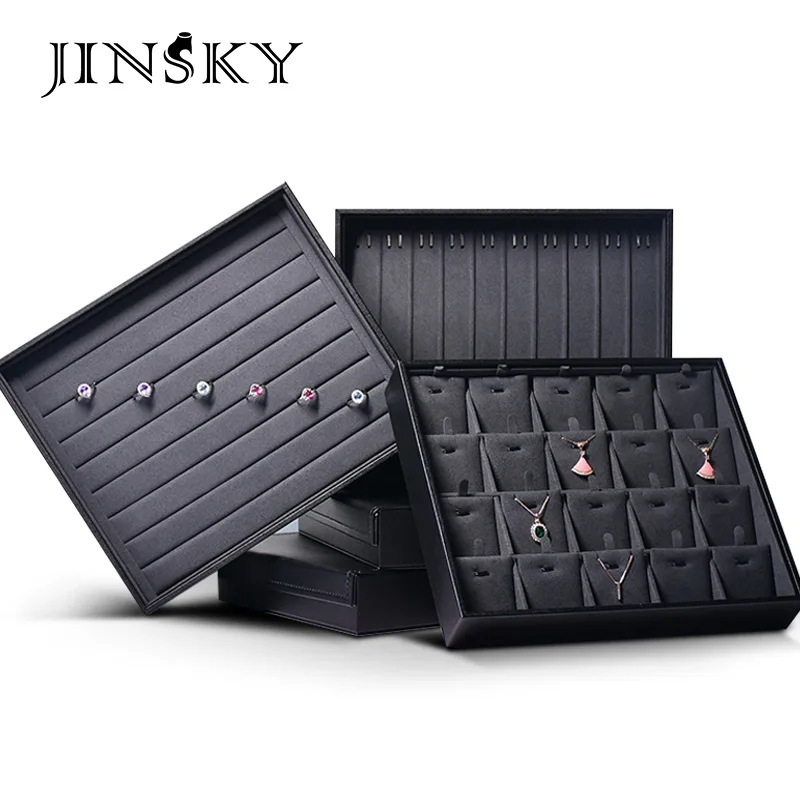 Exquisite Jewelry Jewelry Leather Look Goods With Cover Jewelry Display Tray Ring Storage Pendant Necklace Bracelet Storage