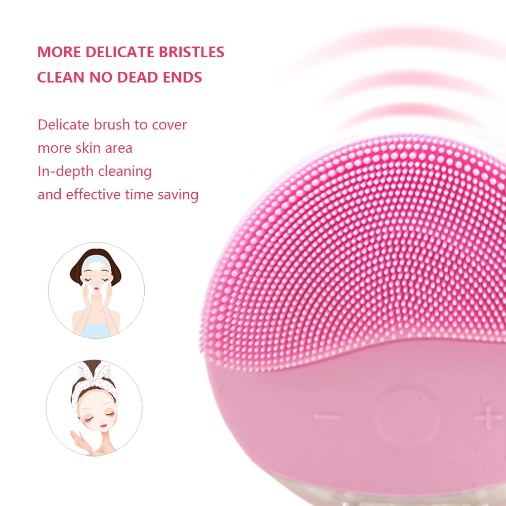 Vibration Cleaner Ultrasonic Electric Facial Brush Rechargeable USB Cleansing Silicone Massage Smart Sonic Face | Красота и здоровье