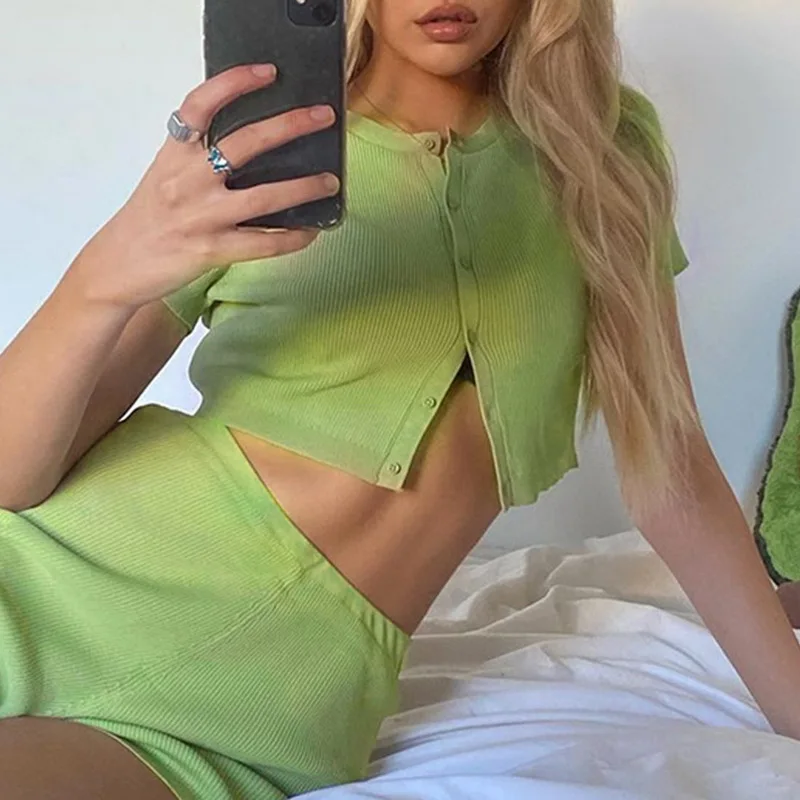 

Puimentiua Sleepwear Pyjamas Girls T-shits Women's Pajamas Cotton Short Sleeve Ladies Pijama Sets Homewear Cute Lounge Wear 2021