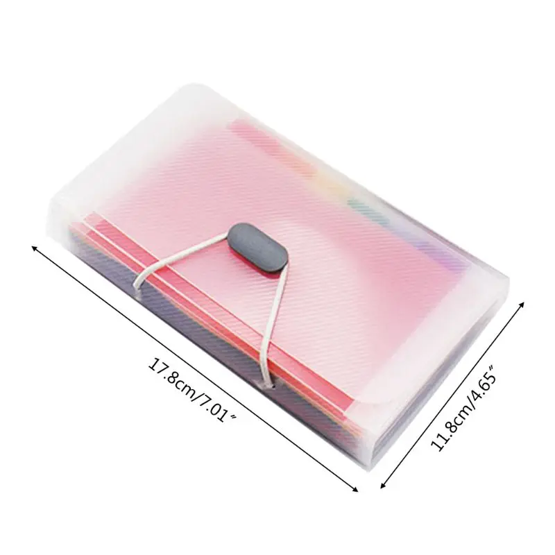 

Rainbow Color A6 Document Bag Cute Mini Bill Receipt File 13 Grids Pouch Folder