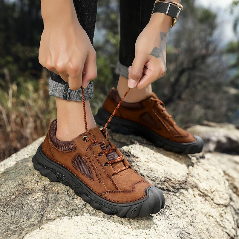 

Fashion Casual Shoes Men Oxford lace up Men genuine Leather Shoes Motorcycle Shoes Thick Heel Shoes men Botas Hombre