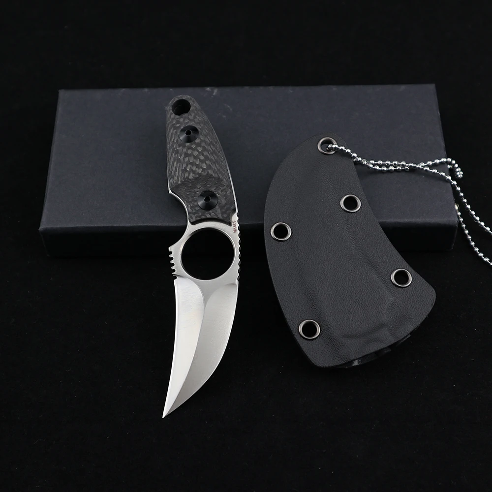 Beli Karambit CS Pergi Taktis Pertahanan Diri Cakar Pisau S35VN Fixed Blade Kolam Utilitas Tentara Saku Kalung Pisau Lurus Alat EDC