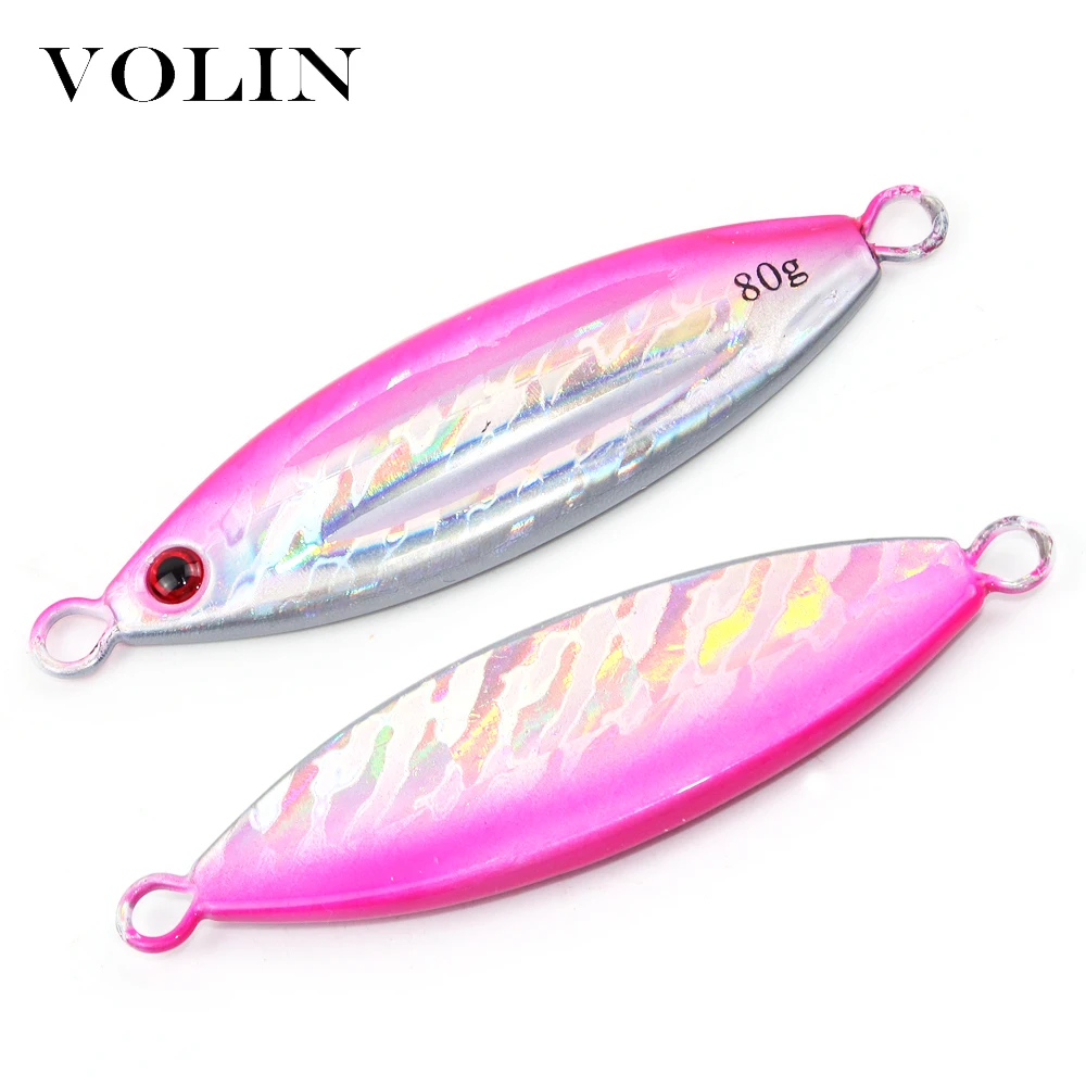 

Volin NEW 1pcSlow Sinking Metal Jigging Lure 60g 80g 100g 130g Lead Bait Saltwater Metal Fishing lure Metal jigs Artificial Bait