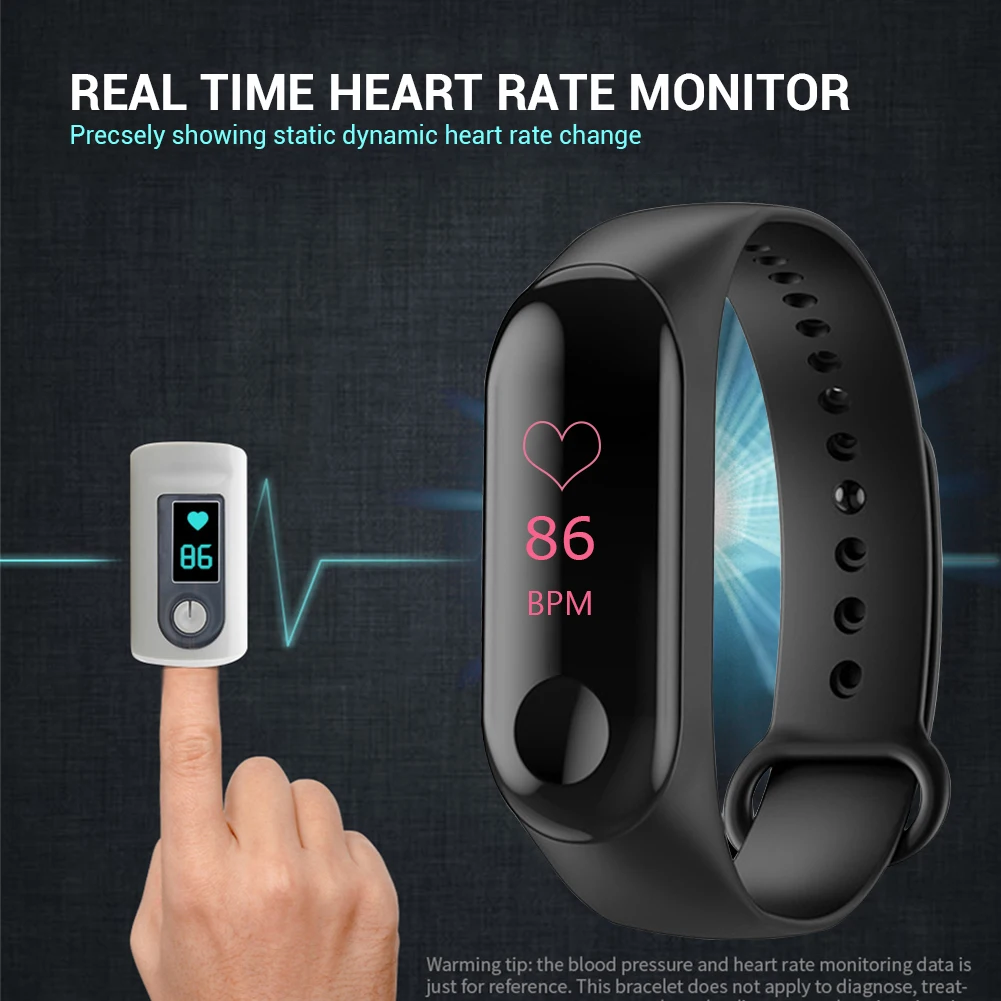 Умные часы M3 совместимые с Bluetooth смарт-браслет 3 для женщин и мужчин браслет