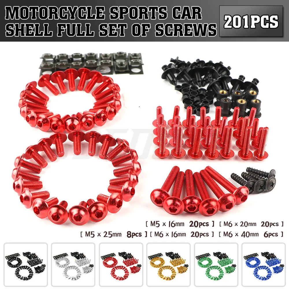 

201 PCS Motorcycle Fairing Bolt Screw Nut Clip Kit Bodywork for VFR400/800/1200 CBR250R/300R/500R CBR650 CB650F