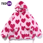 Куртка TEDSN на День Св. Валентина, с принтом сердца, из овечьей шерсти, в стиле хип-хоп, зима 2021