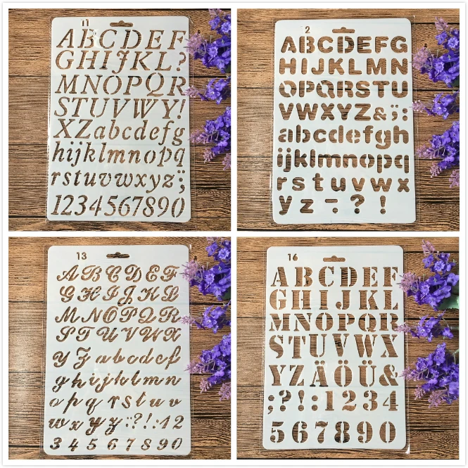 

4Pcs/Set 11inch Alphabet Letters DIY Craft Layering Stencils Painting Scrapbooking Stamping Embossing Album Paper Card Template