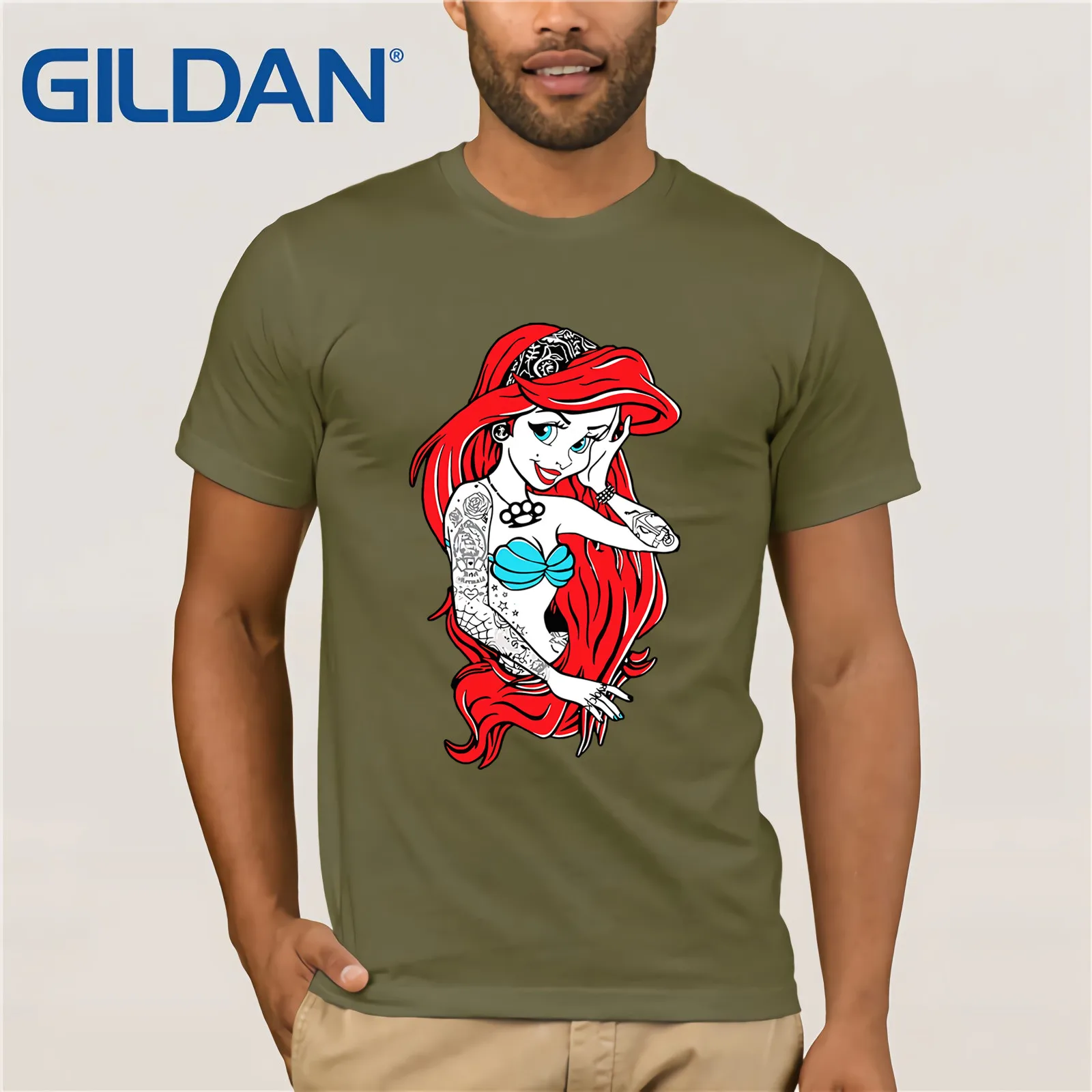 Футболка мужская с татуированной русалочкой альтернативная футболка коротким