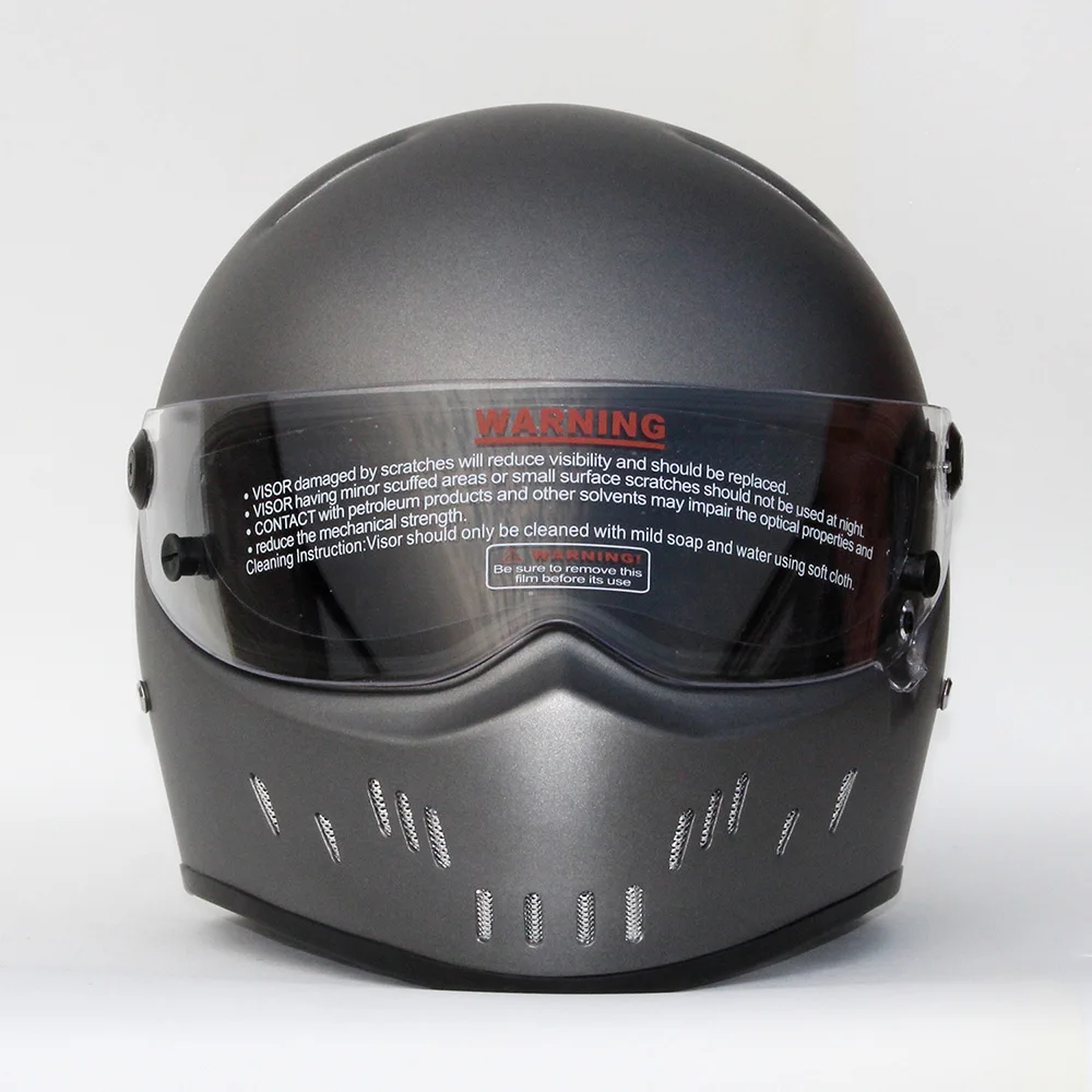 Шлем для езды на мотоцикле CRG Ретро стиль серебристый гоночный мотошлем все лицо