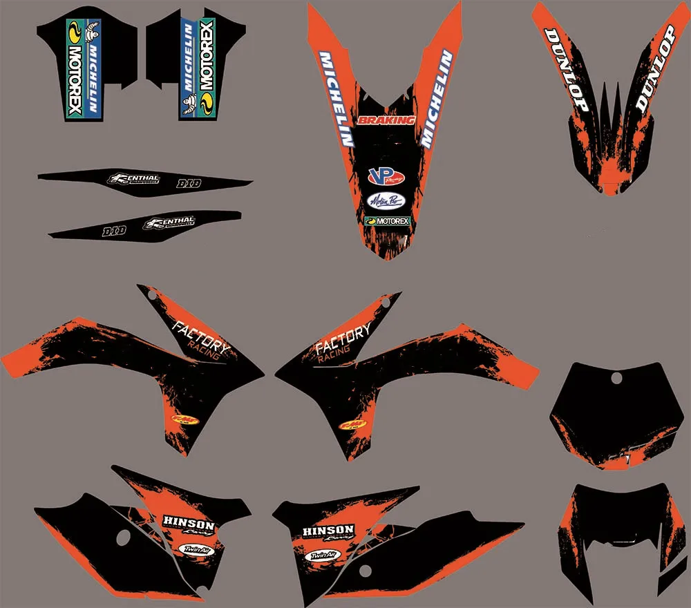 Полный набор графических наклеек TEAM для KTM 125 200 250 300 350 450 500 SX SXF 2011 2012 EXC 2013 XC |