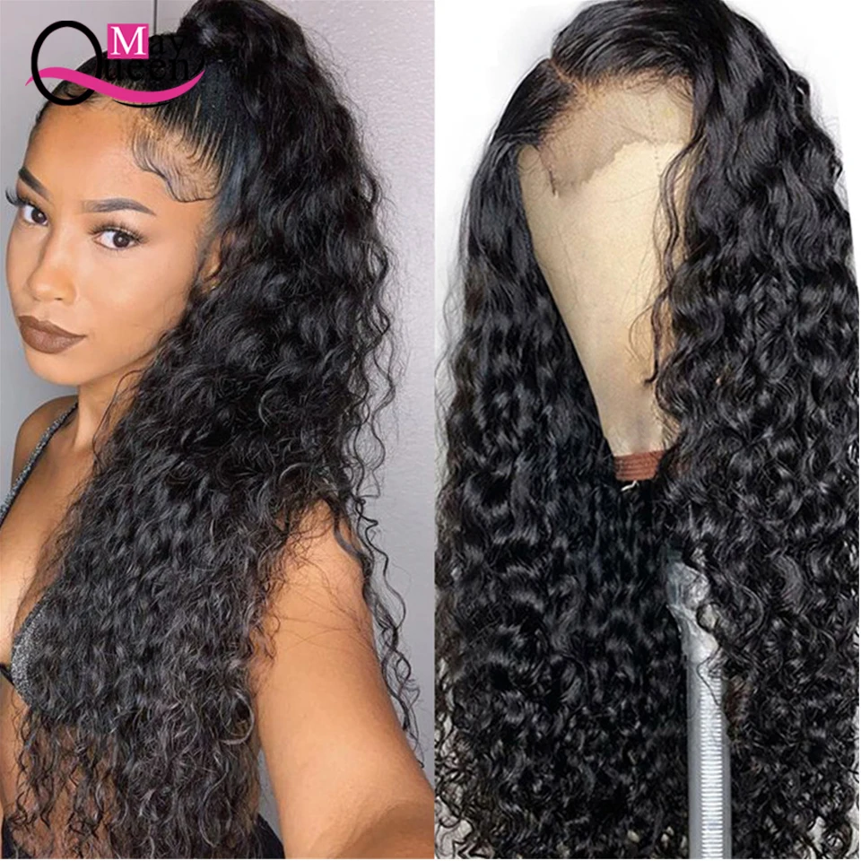 

Lace Front Human Hair Wigs for Black Women 150 Density Curly Human Hair Wig Brazilian Deep Frontal Wig Preplucked Water Wave