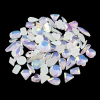 mocha white mix shape flat back rhinestones 100pcs crystal glass stones for diy nails art decoration