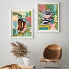 Винтажный постер в стиле бохо с изображением растений, ботинки, ретро ковбойская шляпа с принтом в западном стиле, украшение на стену, настенные картины для декора гостиной