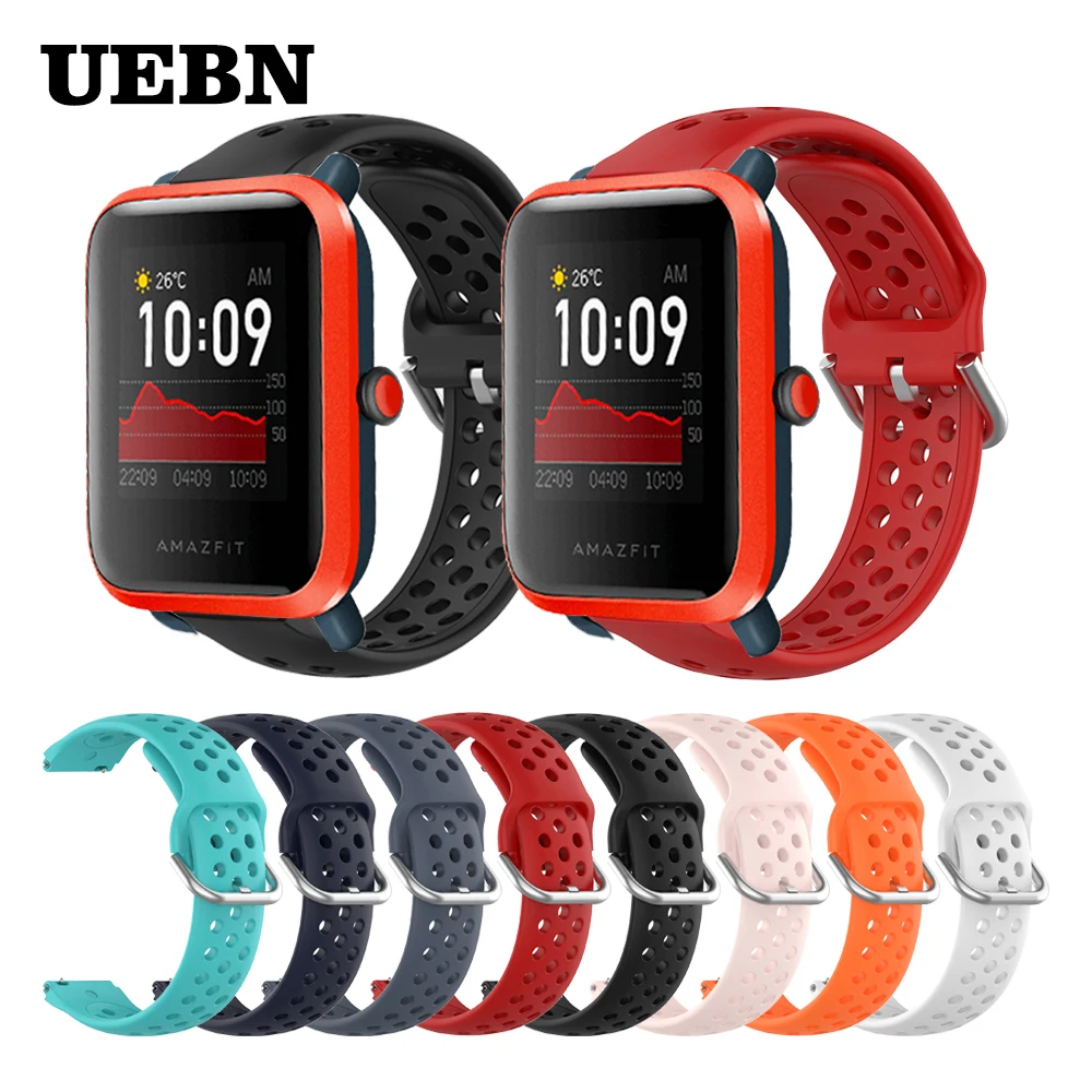 Ремешок UEBN силиконовый для Huami Amazfit bip S спортивный Воздухопроницаемый сменный