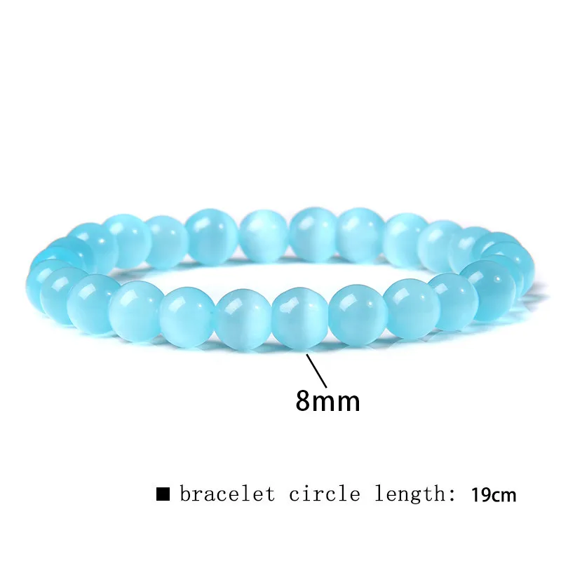 

Cat Eye Bracelets For Women Men Natural Stone Colorful Opal Stretch Elastic Rope Bangles Friendship Love Reiki Exquisite Jewelry
