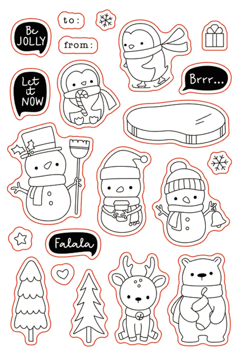 11x16 животные готовы к зимней новой прозрачной очистить резиновый штамп лист