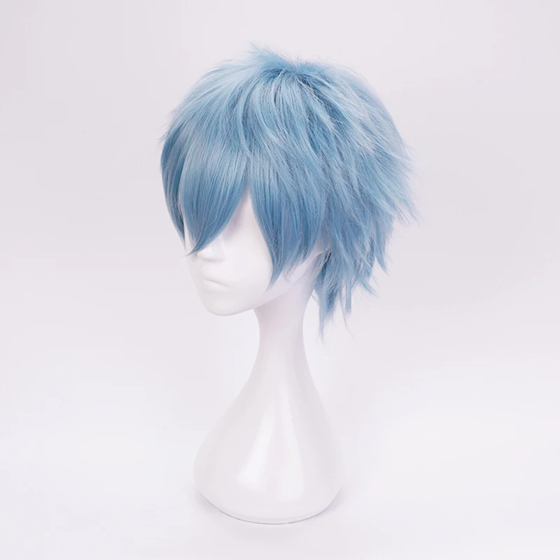 Косплей Аниме My Hero Academia Shigaraki Tomura парики серо-голубые смешанные кудрявые короткие