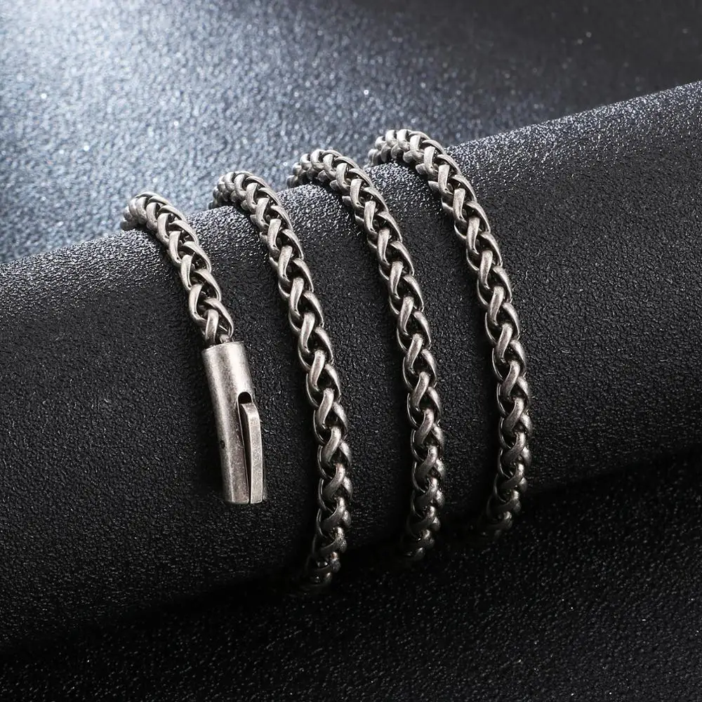 KALEN Vintage Stainless Steel 65cm Whip Chain Necklace Men Brushed Link Biker Jewelry Accessories | Украшения и аксессуары