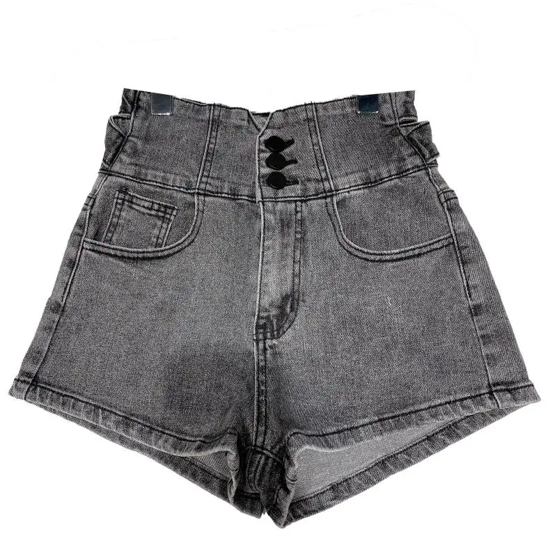 

2021 Summer Vintage Women Denim Shorts Cross Waist High Waist Back Cross Design Slim Short Jeans