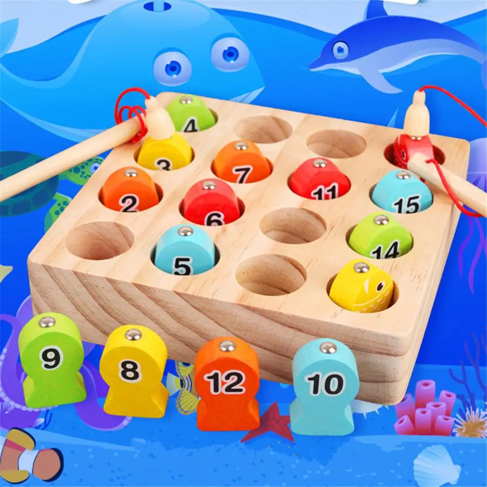 Деревянный Рыболовный набор магнитная игра для рыбалки мелкий мотор игрушка