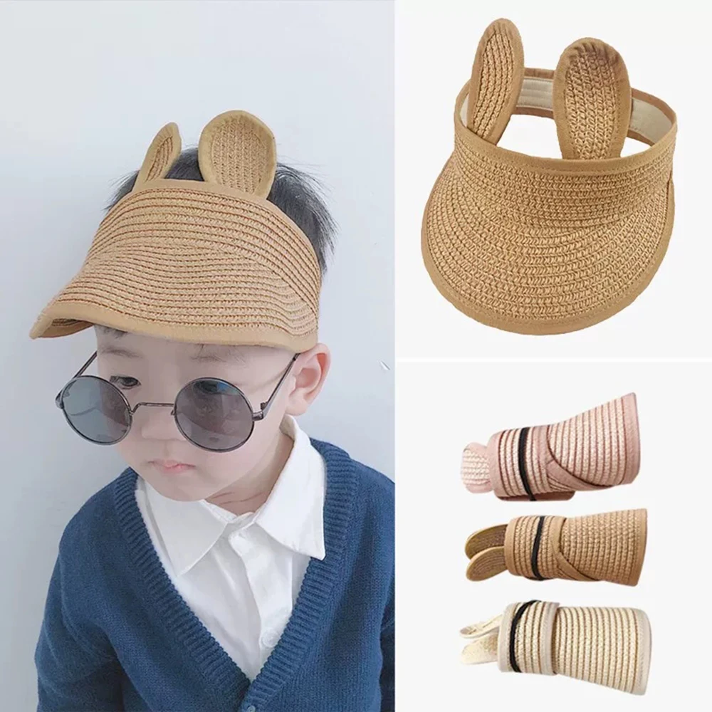 Регулируемая соломенная шляпа с козырьком для маленьких мальчиков и девочек