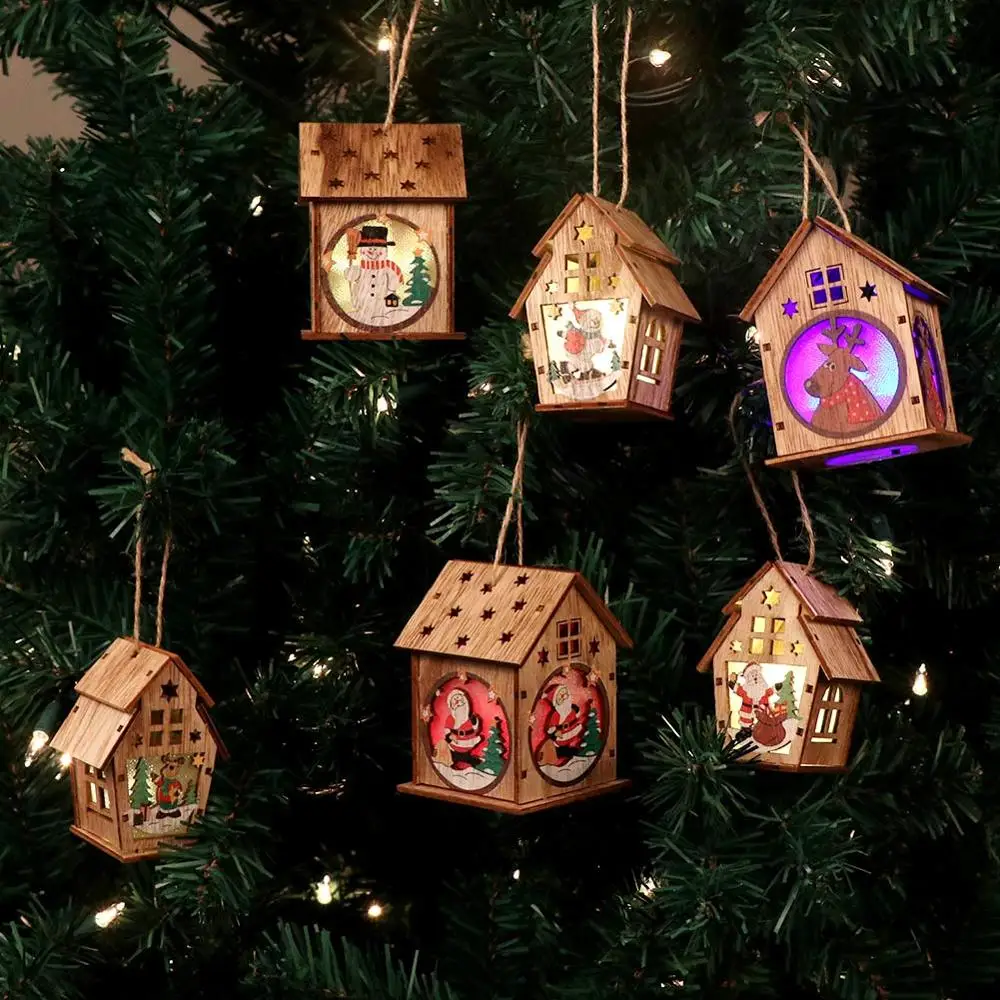 OurWarm 1 шт. фестиваль светодиодный светильник деревянный дом Рождественская елка