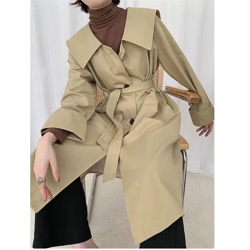 

Hzirip Office Lady Fashion Trench Autumn Loose Korea Elegant Windbreaker Brief High Quality Casual Gentle All-Match Overcoat