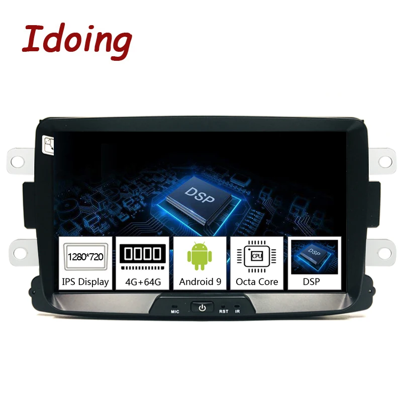 Idoing 1Din " Автомобильный Радио gps мультимедийный плеер Android 9,0 для Renault Duster LADA- ips DSP 4G+ 64G Восьмиядерный навигатор