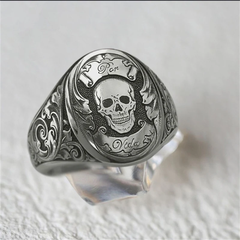 

The New fashionable and creative skull men's ring Trendy Personalized Punk Hip Hop Locomotive style Ring Gift Jewelry wholesale