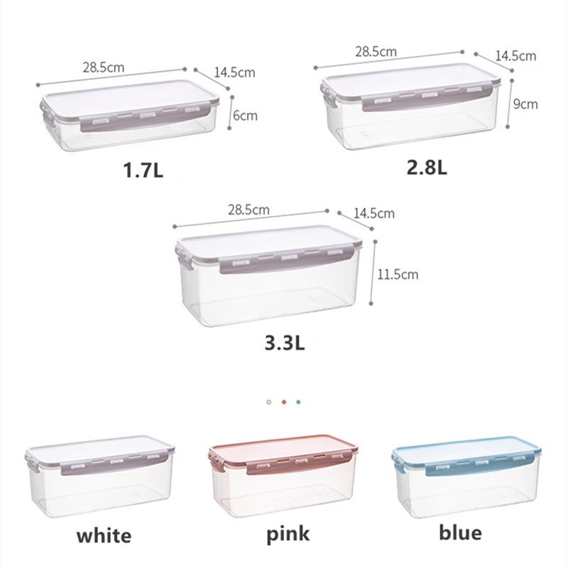 

Kitchen Refrigerator Food Storage Box Vegetable Fruit Fresh-Keeping Plastic Transparent Storage Sealed Box Organizer Container