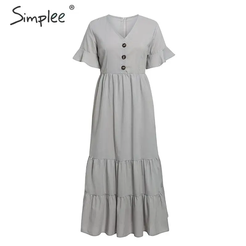 Simplee летнее гофрированное женское платье повседневное приталенное Макси с v