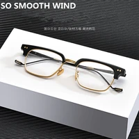 2021 new brand pure titanium glasses frame men square eyewear rimless half myopia optical prescription eyeglasses frame
