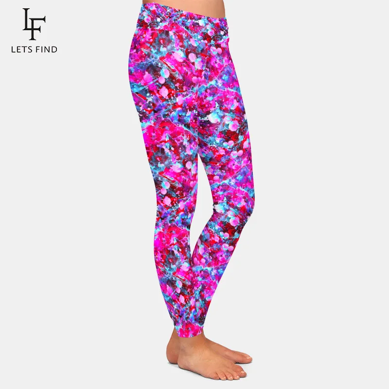 LETSFIND высококачественные женские теплые леггинсы модные 3D акварельные с принтом