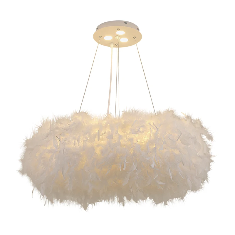 

Donut Feather Pendant Lights Droplights Girls Children Room Hanging Lamp White Romantic Home Decor Bedroom Lighting Fixture