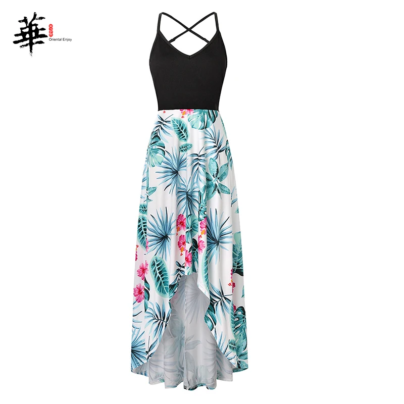 Платье женское длинное асимметричное с цветочным принтом пикантная модная